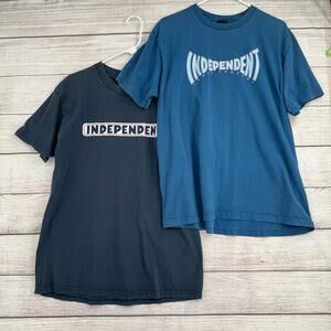 Lot of 2 Y2K Independent Trucks Company T-Shirts Mens Medium Blue Skateboard